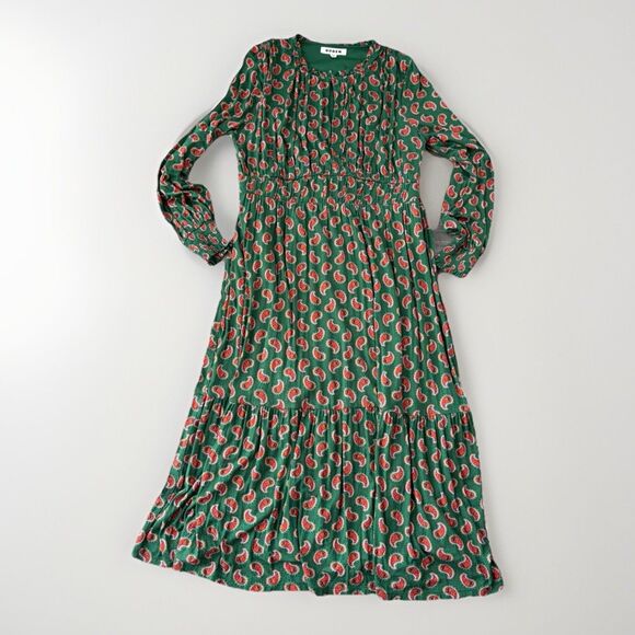 Boden Dresses & Skirts - Boden Paisley Jersey Maxi Dress Size 12 Green Long Sleeve